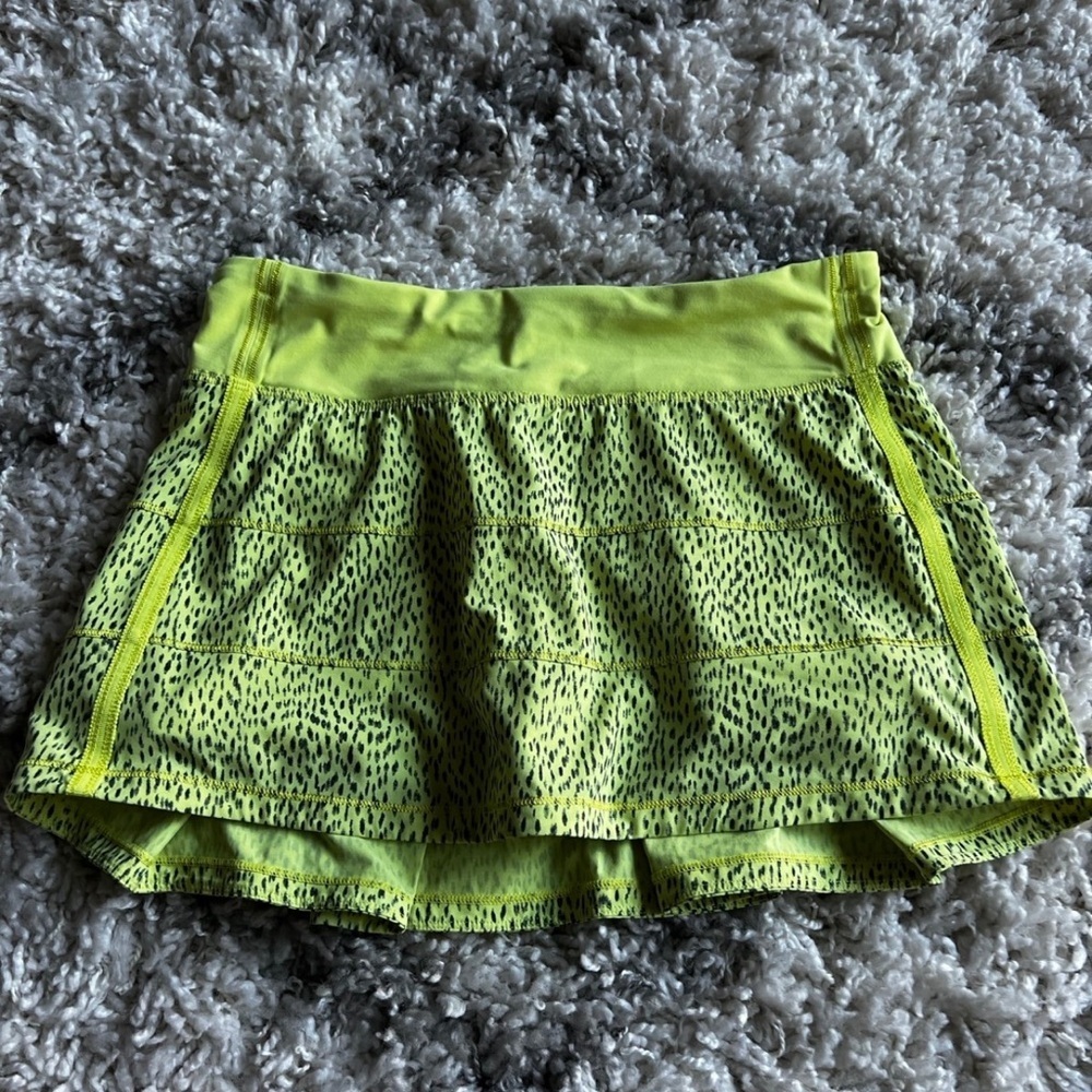 Lululemon Pace Rival Skirt II *4-way Stretch Dottie Dash Clarity Yellow Black